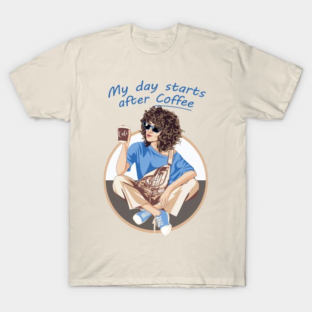 My day starts after coffee T-Shirt by Tiro1Linea